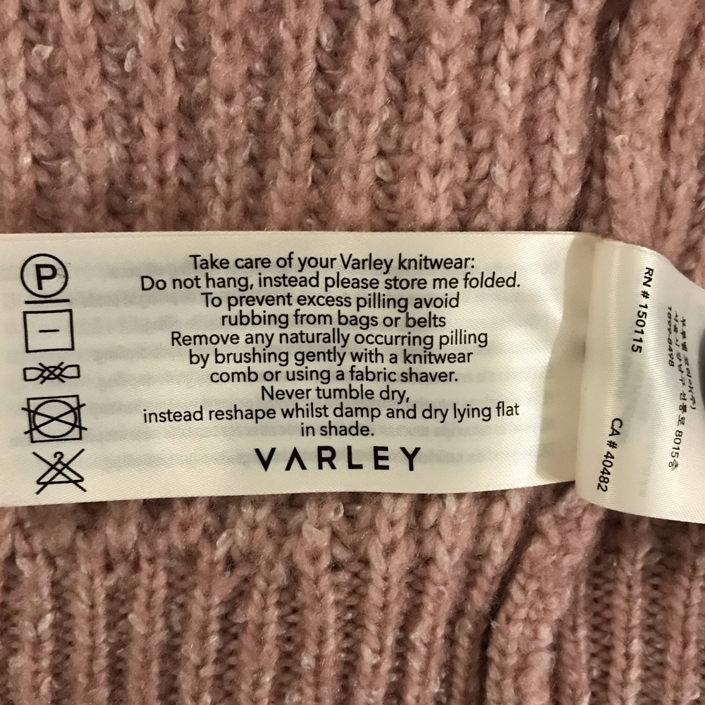 VARLEY Sweater Pink Peverel/Ribbed-Knit Button SZ M - Picture 11 of 12